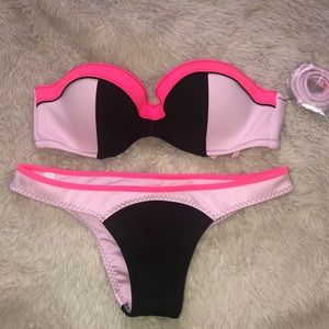 Victoria secret pink and black swim suit